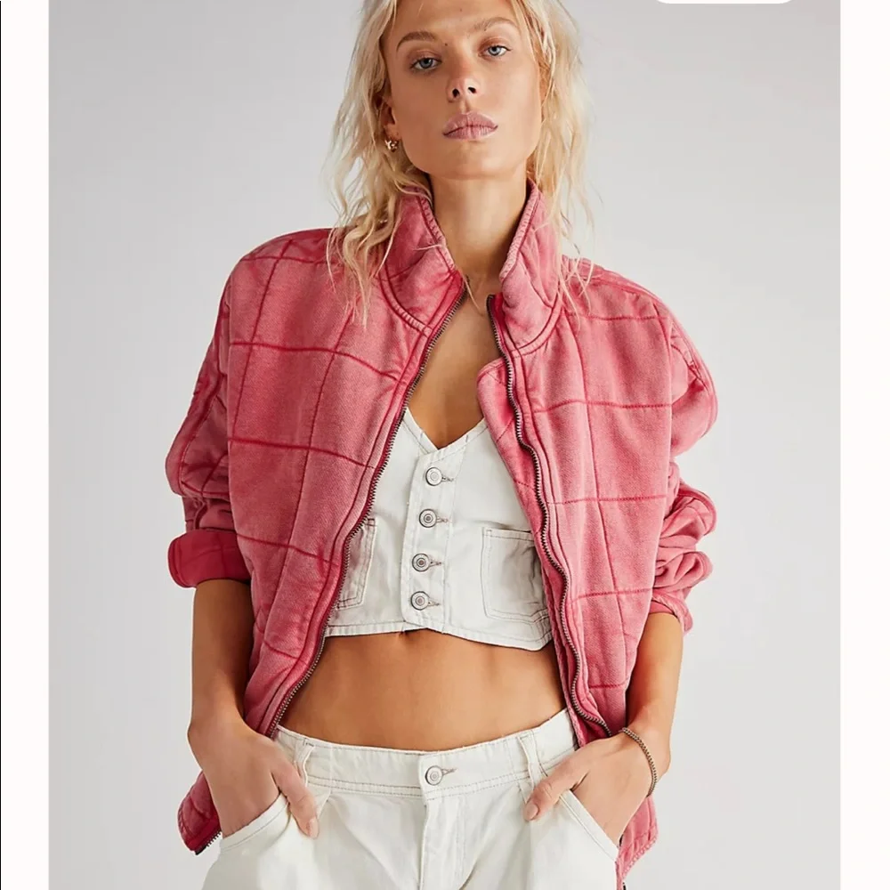 RARE Free People Dolman Quilted Knit Jacket in Lovebird NWT - Picture 2 of 11